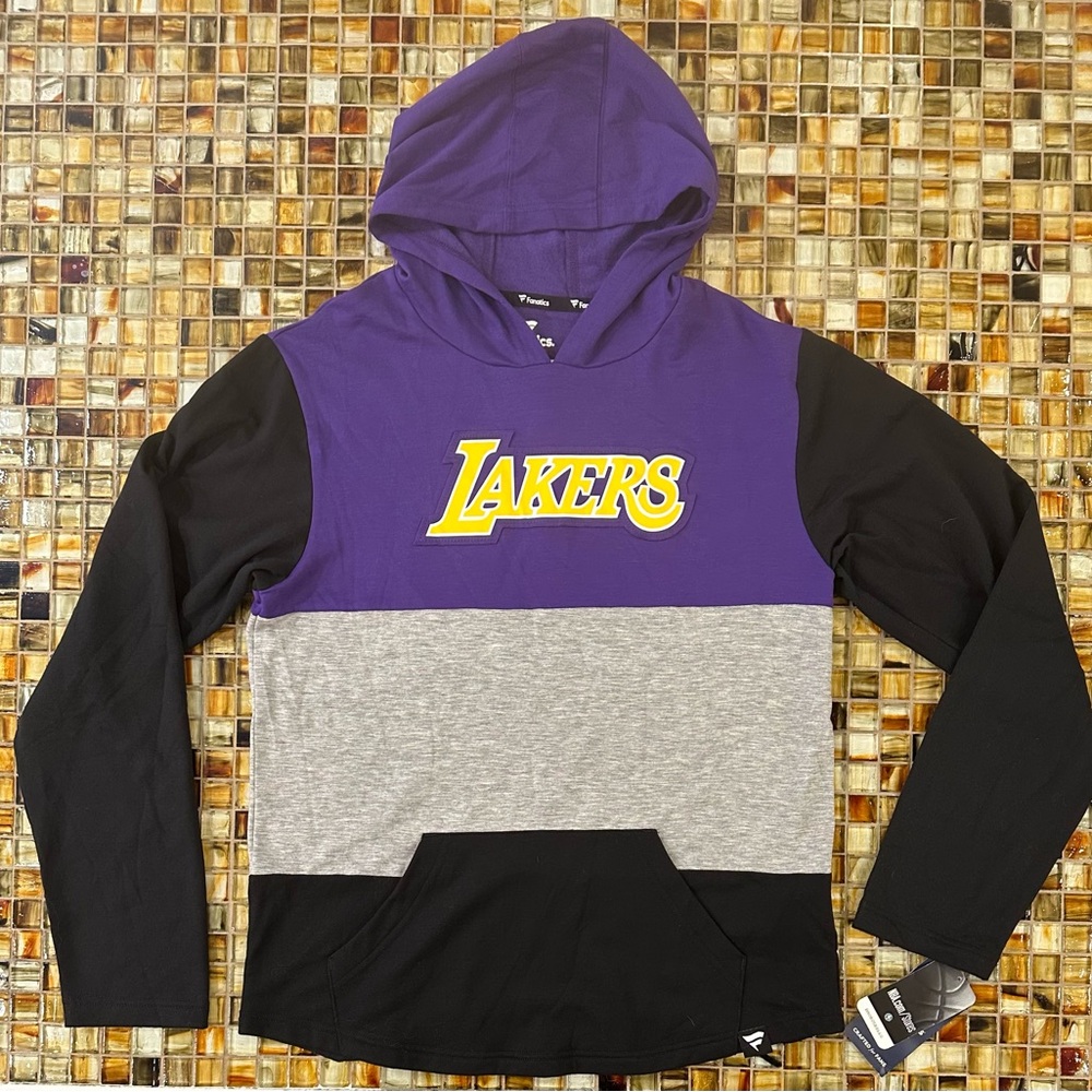 NWT Men’s Los Angeles Lakers Fanatics Lightweight Hooded Pullover~Medium~$70